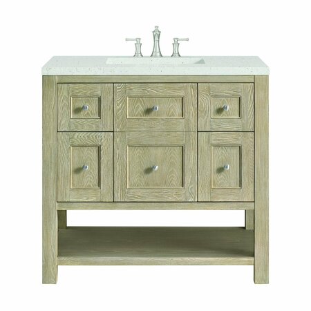 JAMES MARTIN VANITIES 36'' Single Vanity, Whitewashed Oak w/ 3 CM Lime Delight Quartz Top 330-V36-WWO-3LDL